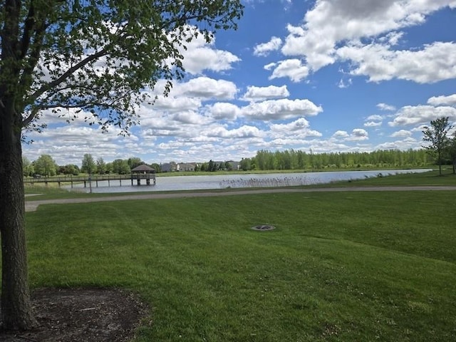 897 Clover Ln, Pingree Grove, IL 60140 - view of home's community with a water view, a gazebo, and a lawn