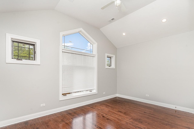 641 E 50th St Unit 3, Chicago, IL 60615 - spare room featuring lofted ceiling, ceiling fan, dark wood finished floors, baseboards, and recessed lighting