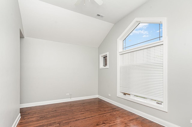 641 E 50th St Unit 3, Chicago, IL 60615 - bonus room with lofted ceiling, dark wood finished floors, baseboards, and a ceiling fan