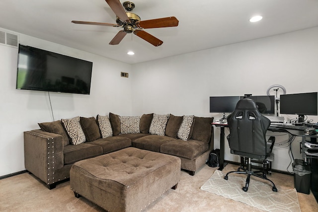 1083 Groton Ct, Schaumburg, IL 60193 - carpeted office space featuring a ceiling fan, recessed lighting, and baseboards
