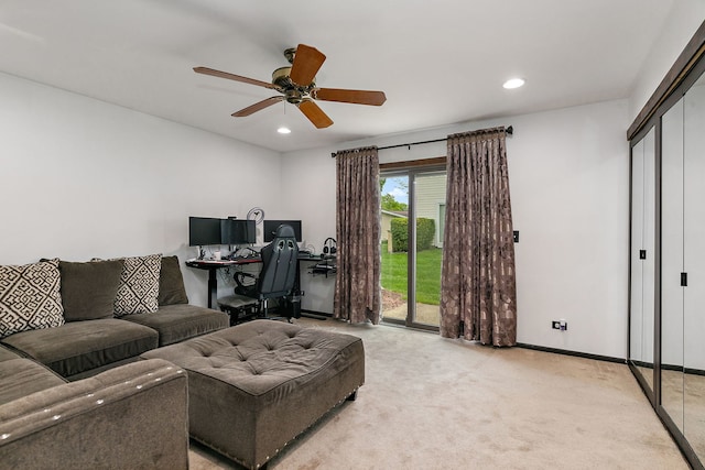 1083 Groton Ct, Schaumburg, IL 60193 - office space featuring light carpet, a ceiling fan, recessed lighting, and baseboards
