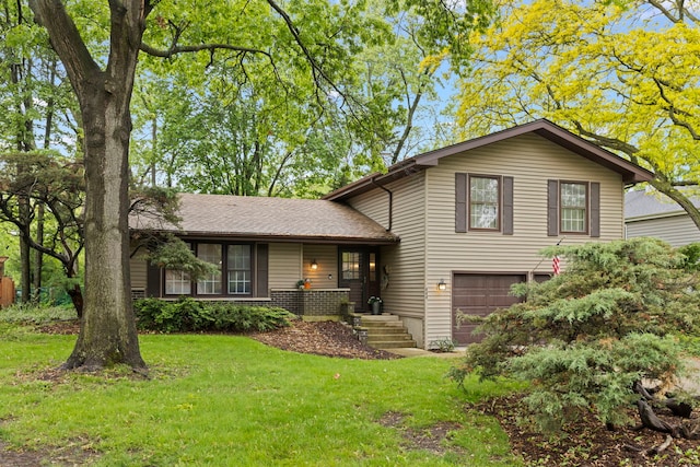 2S644 Devonshire Ln, Glen Ellyn, IL 60137 - tri-level home featuring a garage, a front lawn, and brick siding