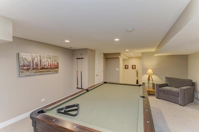 22W305 Broker Rd, Medinah, IL 60157 - playroom with pool table, light carpet, recessed lighting, and baseboards