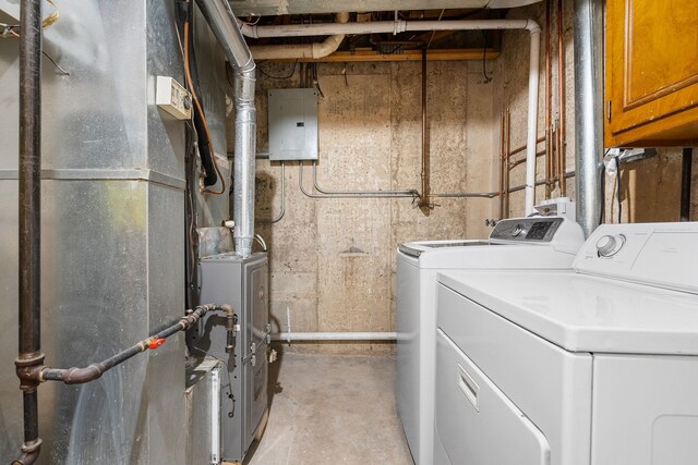 5343 S Long Ave Unit 5, Chicago, IL 60638 - laundry room with washer and clothes dryer, electric panel, and heating unit