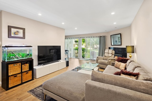 54 Brookston Dr Unit A1, Schaumburg, IL 60193 - living area with recessed lighting, light wood-type flooring, and a lit fireplace