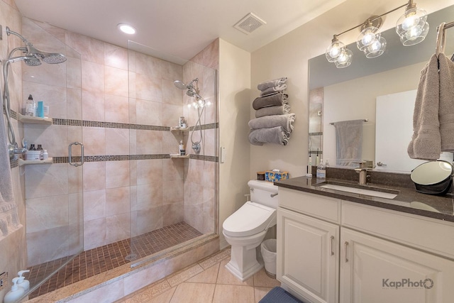 2044 W Roscoe St Unit 2S, Chicago, IL 60618 - full bathroom featuring tile patterned flooring, a stall shower, toilet, and vanity