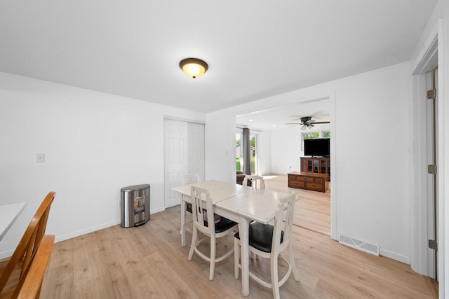 341 Cardinal Ln, Lake Holiday, IL 60552 - dining space with light wood-type flooring, ceiling fan, and baseboards