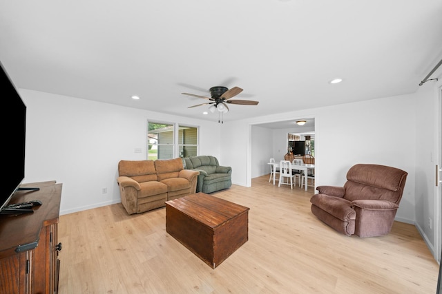 341 Cardinal Ln, Lake Holiday, IL 60552 - living room featuring light wood-style floors, ceiling fan, recessed lighting, and baseboards