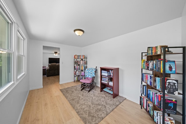 341 Cardinal Ln, Lake Holiday, IL 60552 - sitting room featuring wood finished floors, baseboards, and a ceiling fan