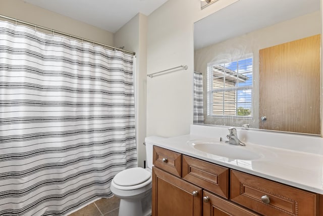 3816 Stockton Dr, Joliet, IL 60436 - bathroom featuring toilet, vanity, tile patterned flooring, and curtained shower