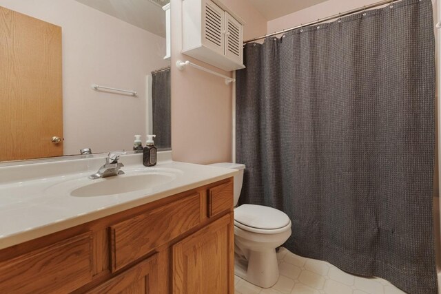 816 Adam Ln, Hampshire, IL 60140 - bathroom featuring toilet, vanity, and a shower with curtain