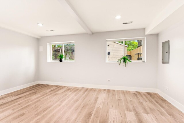 337 W 106th Pl, Chicago, IL 60628 - empty room featuring light wood-style flooring, baseboards, electric panel, and recessed lighting