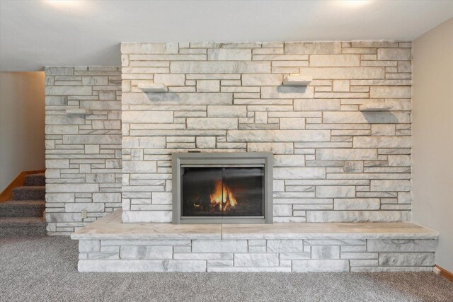 717 S Kennedy St, Shannon, IL 61078 - detailed view of a stone fireplace and carpet floors