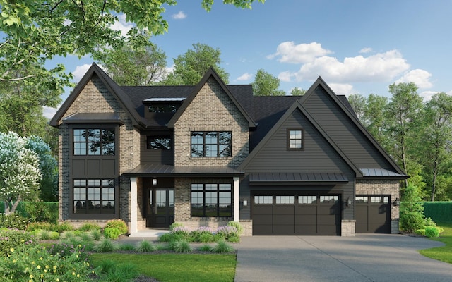 706 S Loomis St, Naperville, IL 60540 - view of front of property featuring driveway, a standing seam roof, brick siding, metal roof, and roof with shingles