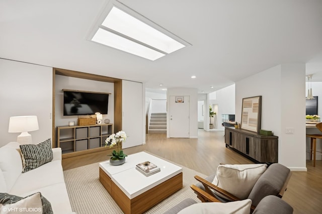 938 Old Green Bay Rd, Winnetka, IL 60093 - living area featuring wood finished floors, stairway, recessed lighting, and baseboards