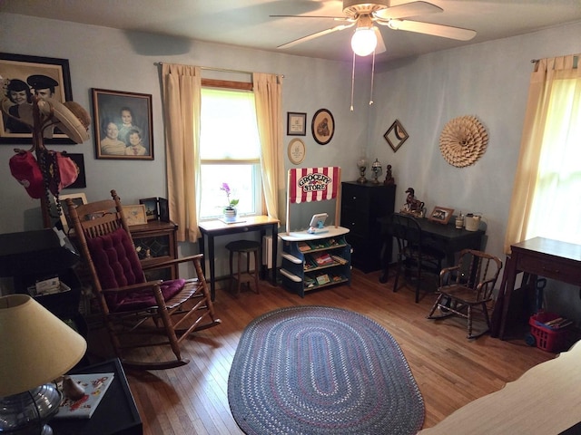 405 W Randolph St, Heyworth, IL 61745 - sitting room with hardwood / wood-style floors and ceiling fan