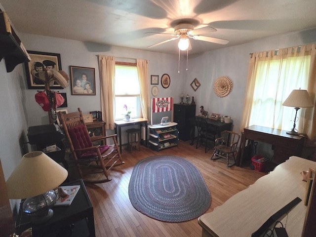 405 W Randolph St, Heyworth, IL 61745 - sitting room featuring wood finished floors and a ceiling fan
