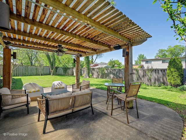 258 S Boyd Ave, Elmhurst, IL 60126 - view of patio / terrace with a pergola, an outdoor hangout area, and a ceiling fan