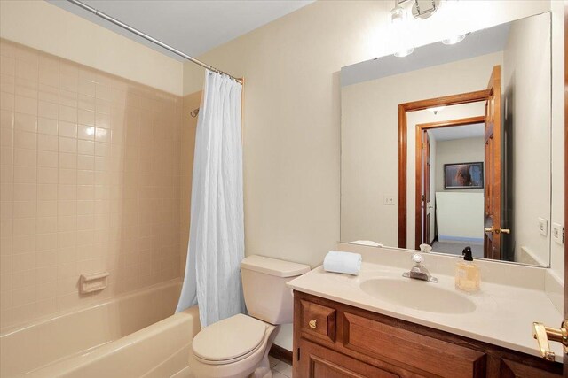 2551 Doncaster Dr, Aurora, IL 60504 - bathroom featuring toilet, shower / bath combo, and vanity