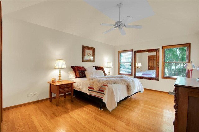 2551 Doncaster Dr, Aurora, IL 60504 - bedroom featuring light wood-style floors, baseboards, and ceiling fan