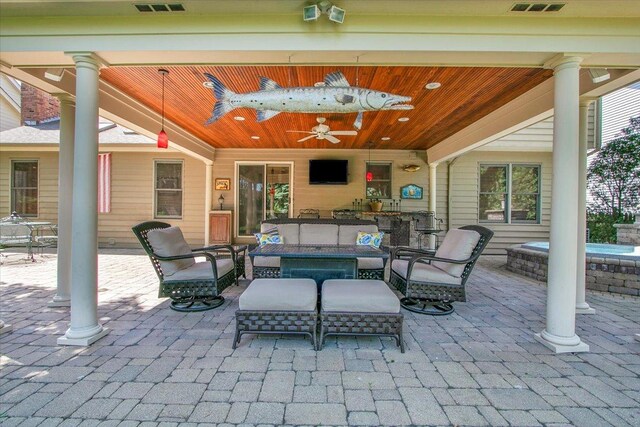 2551 Doncaster Dr, Aurora, IL 60504 - view of patio featuring a ceiling fan, an outdoor living space, and outdoor dining space