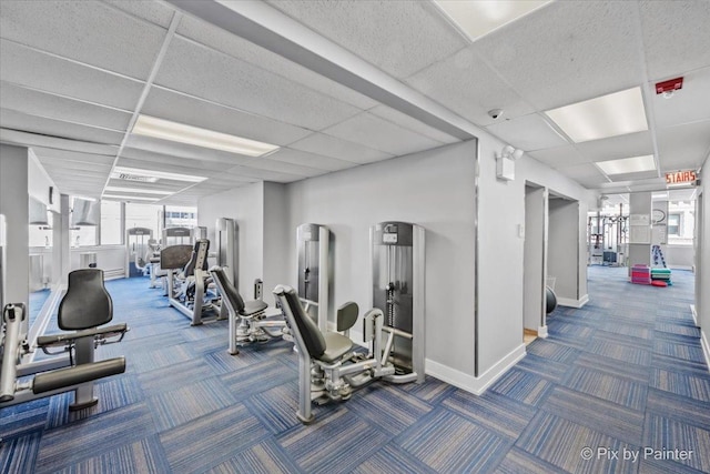 405 N Wabash Ave Unit 2314, Chicago, IL 60611 - exercise room featuring carpet, baseboards, and a paneled ceiling