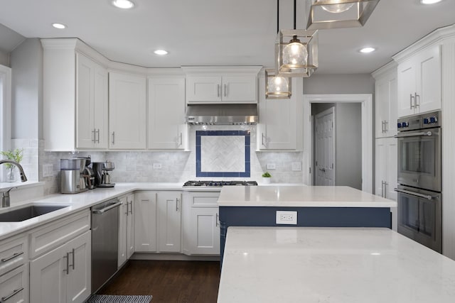 20707 N Swansway, Deer Park, IL 60010 - kitchen featuring appliances with stainless steel finishes, a sink, white cabinetry, and recessed lighting