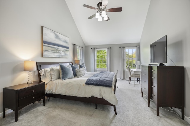20707 N Swansway, Deer Park, IL 60010 - carpeted bedroom featuring high vaulted ceiling, baseboards, and ceiling fan