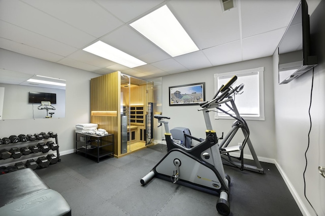 20707 N Swansway, Deer Park, IL 60010 - workout area featuring baseboards and a drop ceiling
