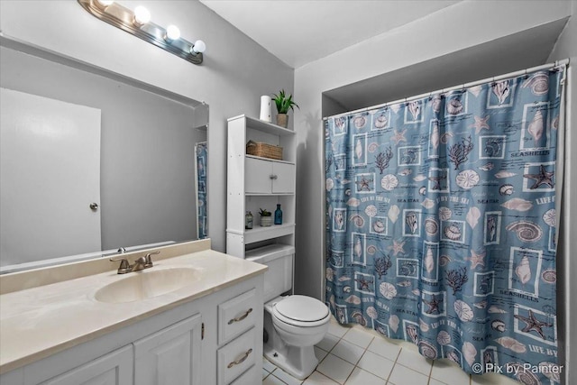 285 Colony Green Dr, Bloomingdale, IL 60108 - full bath featuring vanity, tile patterned flooring, and a shower with curtain