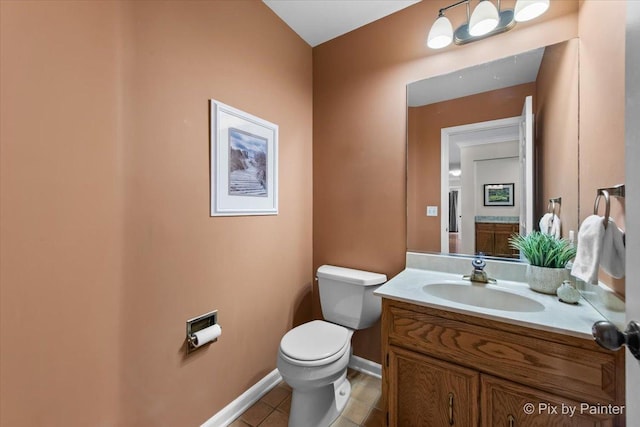 39W889 Deer Run Dr, Saint Charles, IL 60175 - half bath with toilet, vanity, baseboards, and tile patterned flooring