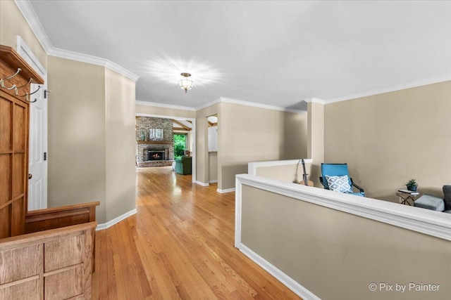 39W889 Deer Run Dr, Saint Charles, IL 60175 - hall with light wood-style floors, crown molding, and baseboards
