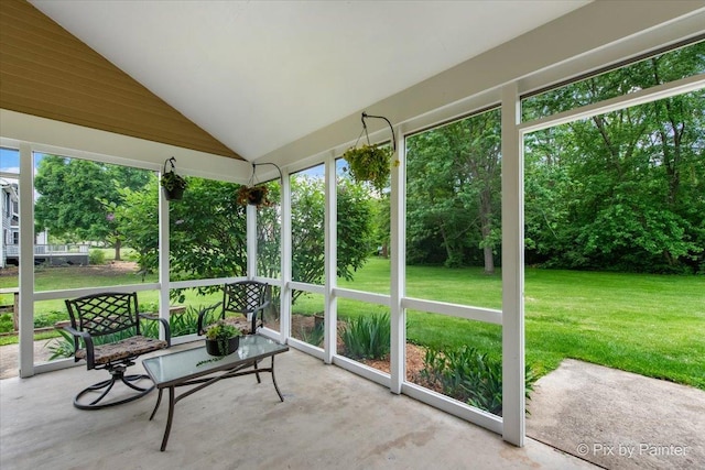 39W889 Deer Run Dr, Saint Charles, IL 60175 - unfurnished sunroom with lofted ceiling