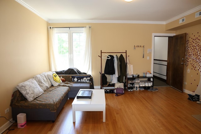 1615 Monroe St Unit 3N, Evanston, IL 60202 - living area featuring ornamental molding and wood finished floors