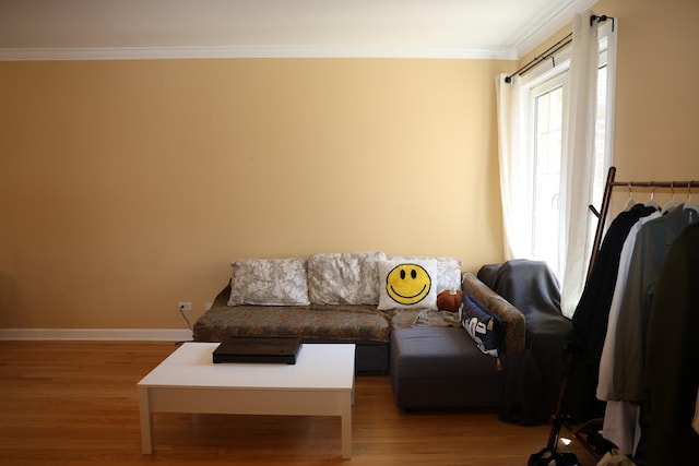 1615 Monroe St Unit 3N, Evanston, IL 60202 - living area featuring crown molding, wood finished floors, and baseboards