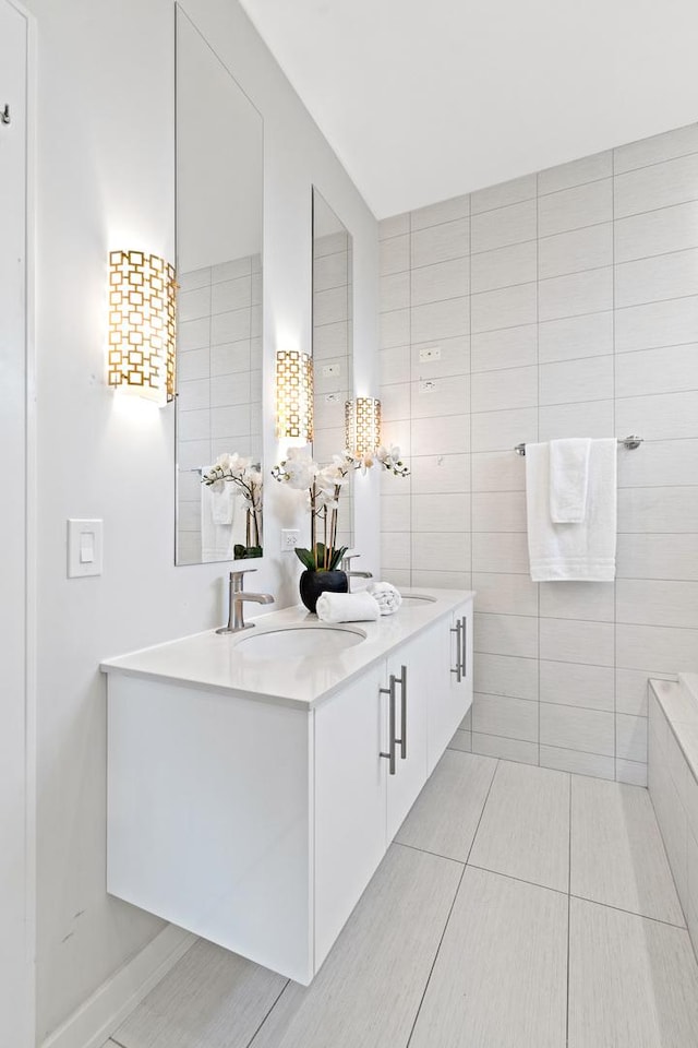 2431 W Belmont Ave Unit 3E, Chicago, IL 60618 - full bath featuring double vanity and tile patterned flooring