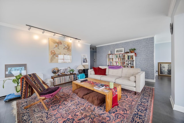 6157 N Sheridan Rd Unit 5G, Chicago, IL 60660 - living area with track lighting, ornamental molding, wood finished floors, and baseboards