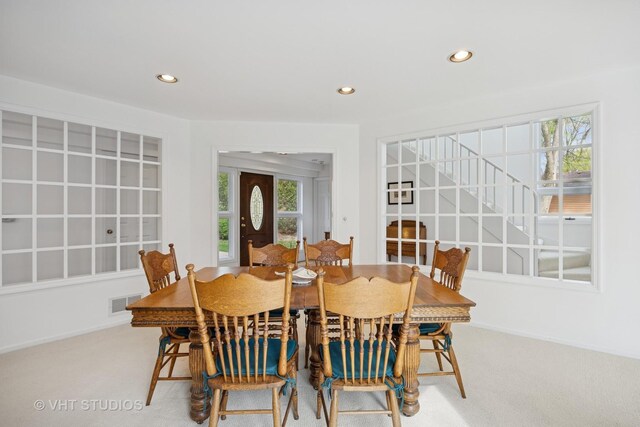 22585 N Ruth Ct, Kildeer, IL 60047 - carpeted dining room featuring recessed lighting and stairs