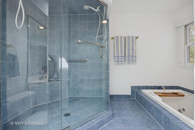 22585 N Ruth Ct, Kildeer, IL 60047 - full bathroom with a garden tub, a shower stall, and tile patterned floors