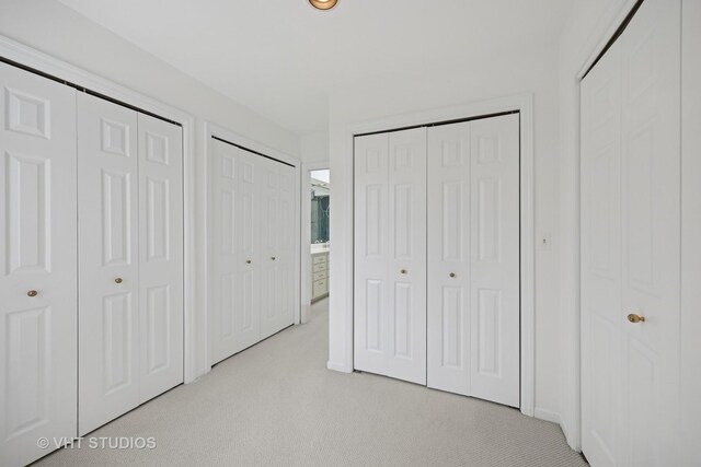 22585 N Ruth Ct, Kildeer, IL 60047 - unfurnished bedroom with light carpet, two closets, and baseboards