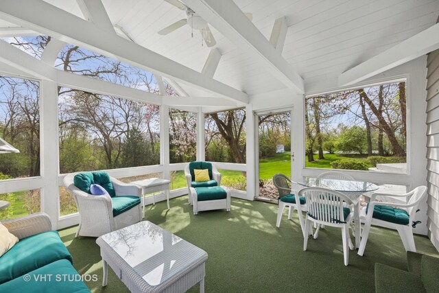 22585 N Ruth Ct, Kildeer, IL 60047 - sunroom / solarium featuring outdoor lounge area, ceiling fan, and healthy amount of natural light