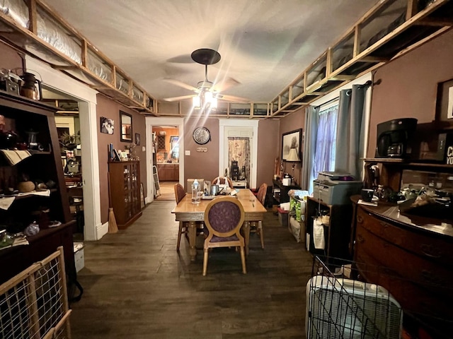 207 W 2nd St, Broadlands, IL 61816 - dining room with ceiling fan and dark wood-style floors
