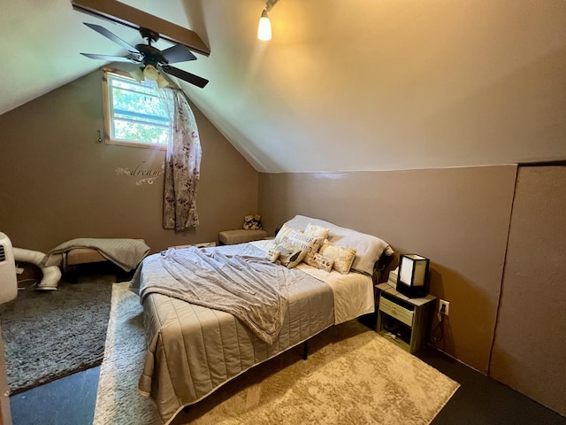 207 W 2nd St, Broadlands, IL 61816 - bedroom featuring vaulted ceiling and ceiling fan