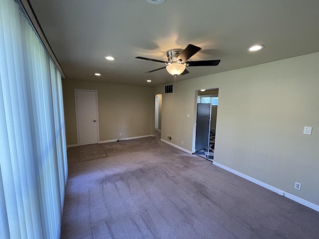 11 Shagbark Rd, Lake Bluff, IL 60044 - carpeted empty room featuring recessed lighting, a ceiling fan, and baseboards