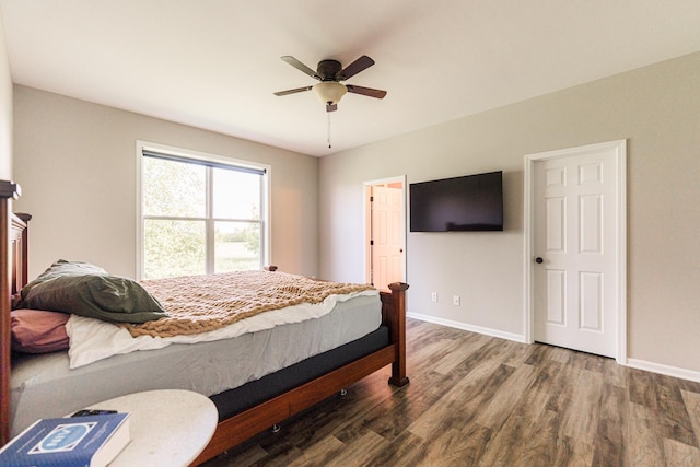 492 S Hampstead St, Cortland, IL 60112 - bedroom featuring wood finished floors, baseboards, and ceiling fan