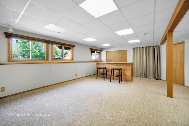 211 Lorien Ct, East Dundee, IL 60118 - below grade area featuring carpet floors, a paneled ceiling, and baseboards