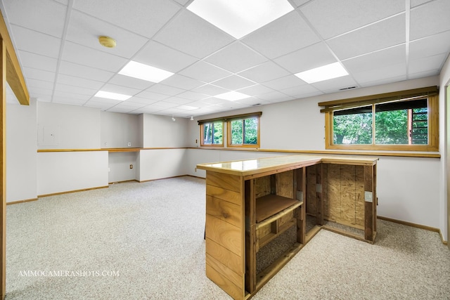 211 Lorien Ct, East Dundee, IL 60118 - unfurnished office featuring a paneled ceiling, carpet floors, and baseboards