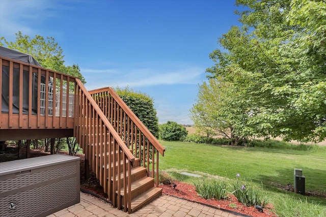 8702 Bally Castle Ln, Tinley Park, IL 60487 - deck featuring stairway and a lawn