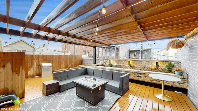 1203 W Superior St Unit 1C, Chicago, IL 60642 - wooden terrace with an outdoor living space with a fire pit