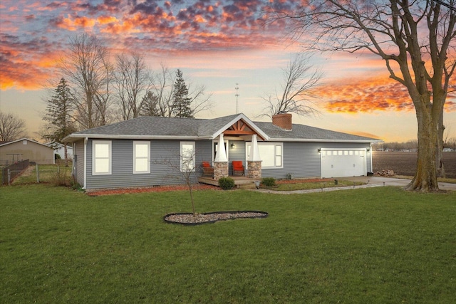 2225 County Road 1700 N, Saint Joseph, IL 61873 - view of front of home featuring driveway, a chimney, a garage, and roof with shingles